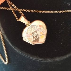 925 Silver Heart Locket "Aunt XOXO" w/Silver Chain